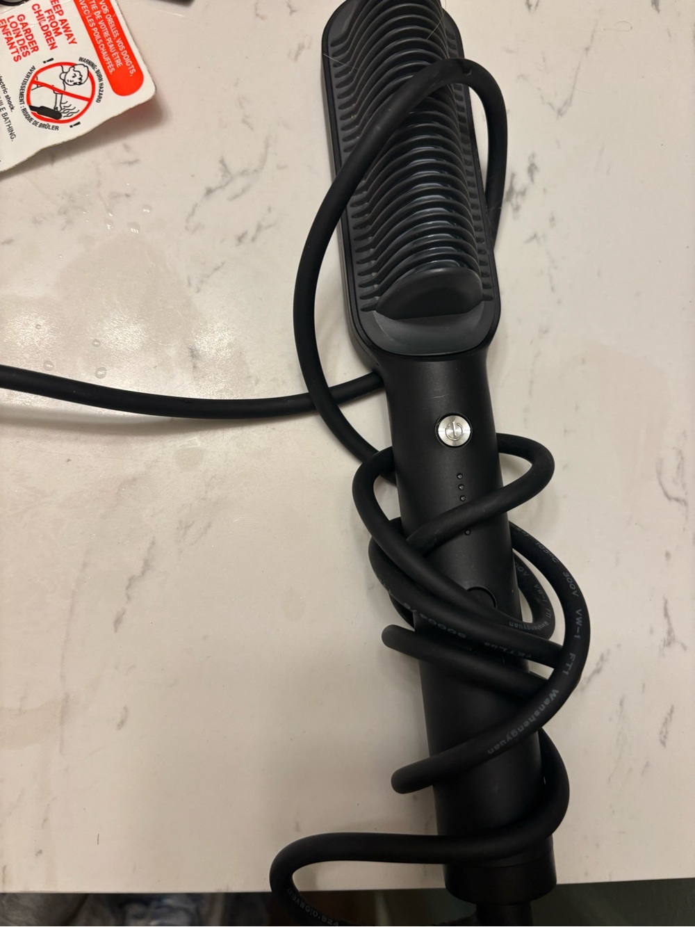 Black Heated Hair Straightening Brush - Unbranded